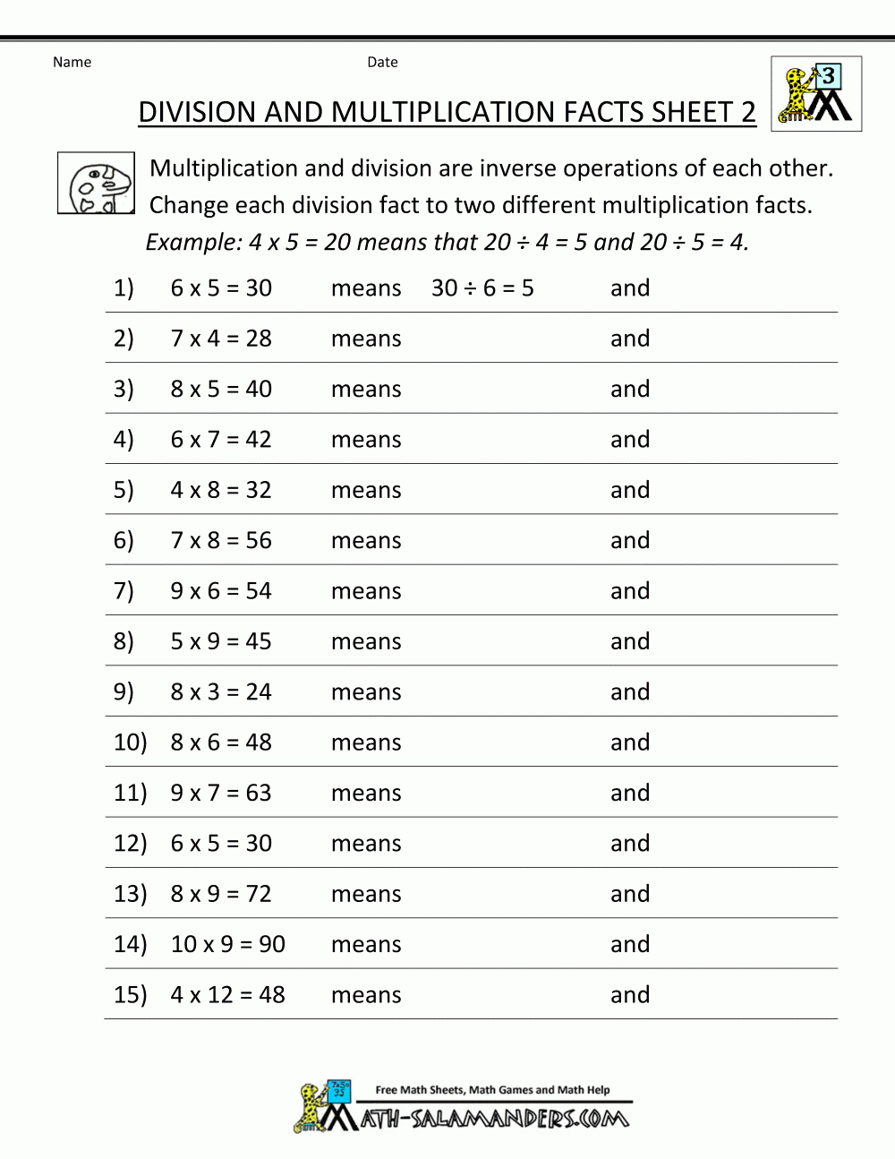 Printable Division Worksheets 3rd U0026 4th Grade