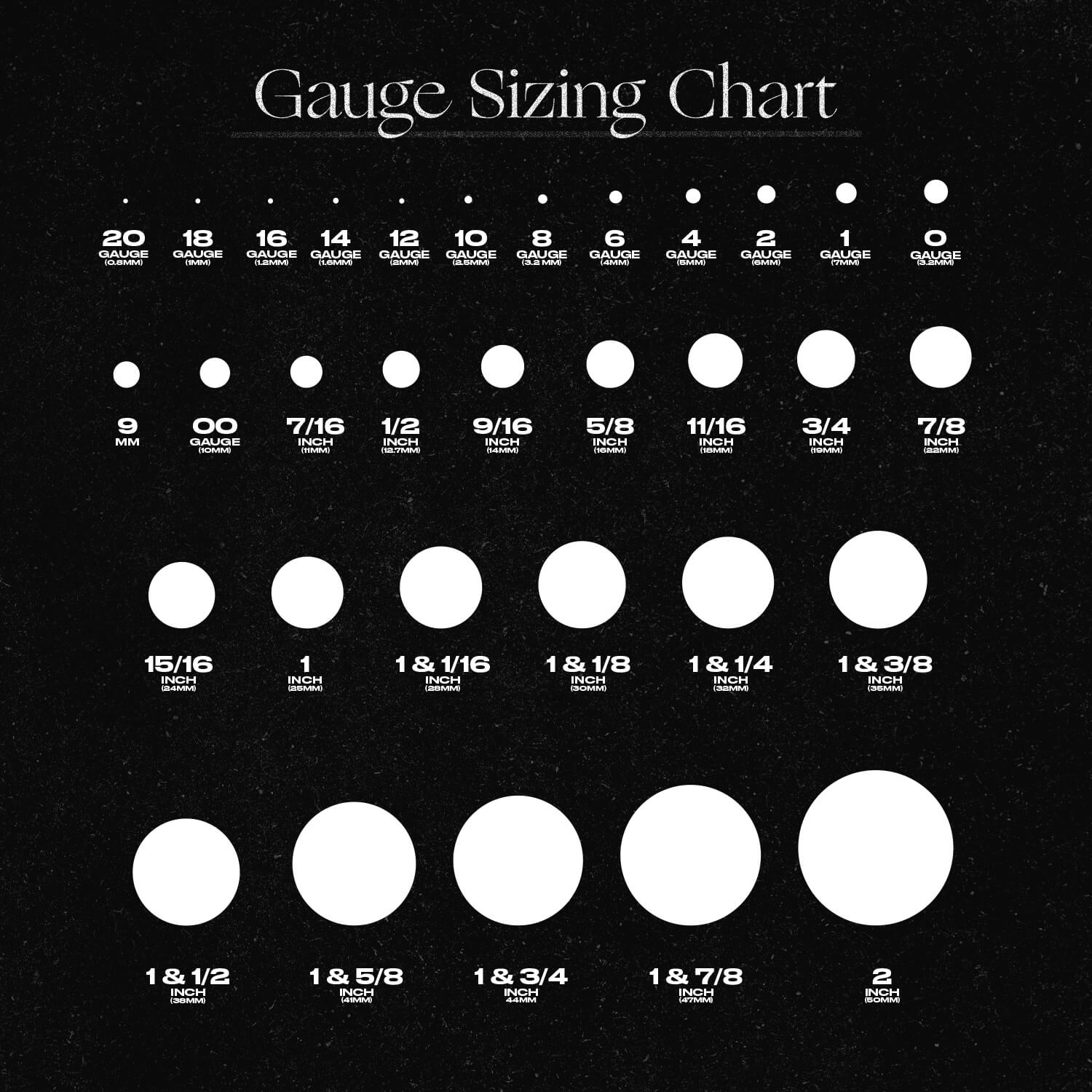 Printable Ear Gauge Chart Actual Ear Spacer Sizes Ear Piercing Ear Gauge Chart Actual Size