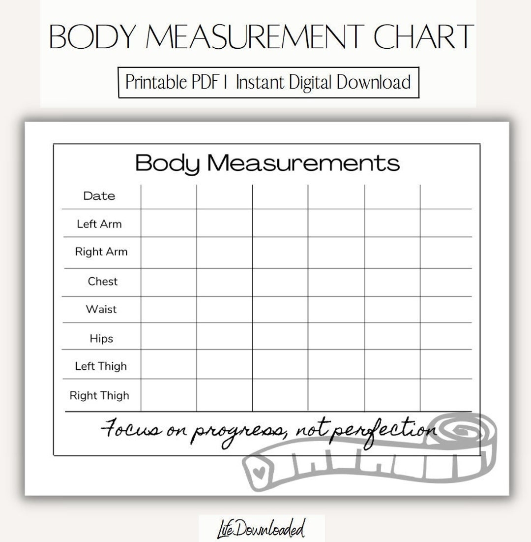 Printable Fitness Tracker Body Measurement Tracker weight Loss Tracker Body Progress Chart Muscle Tracker Fitness Progress Tracker Etsy