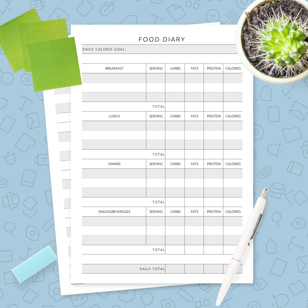 Printable Food Diary Templates Download Printable PDF Printsbery