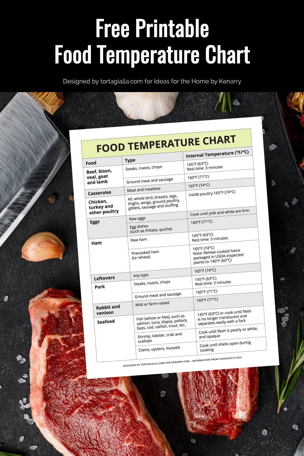 Printable Food Temperature Chart Ideas For The Home