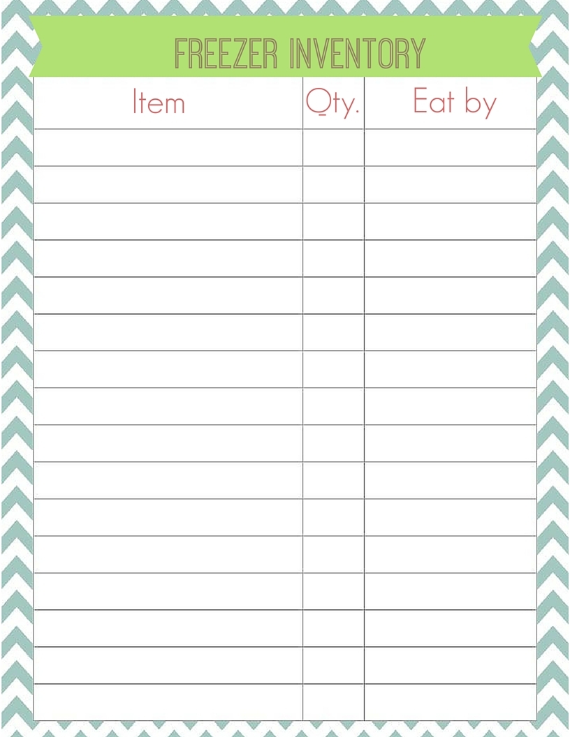 Printable Freezer Inventory Sheet