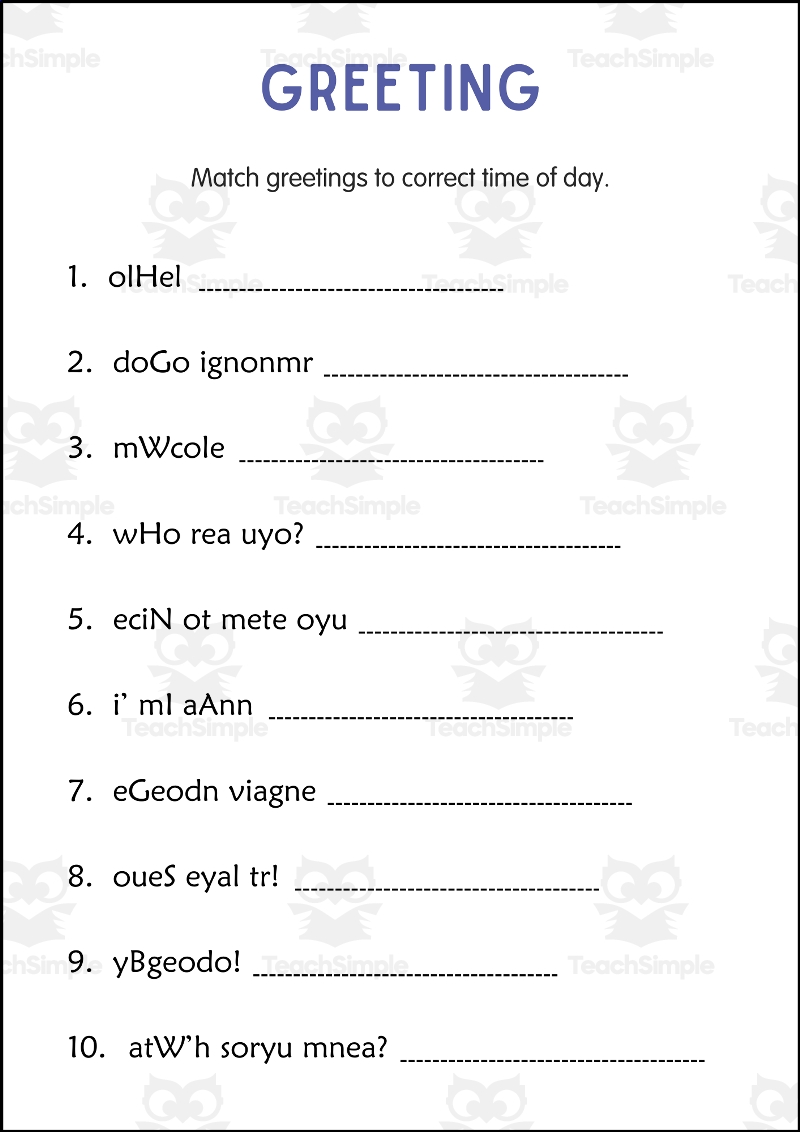 Printable Greeting Conversation Activity Worksheets For Grade 2 3 4 By Teach Simple