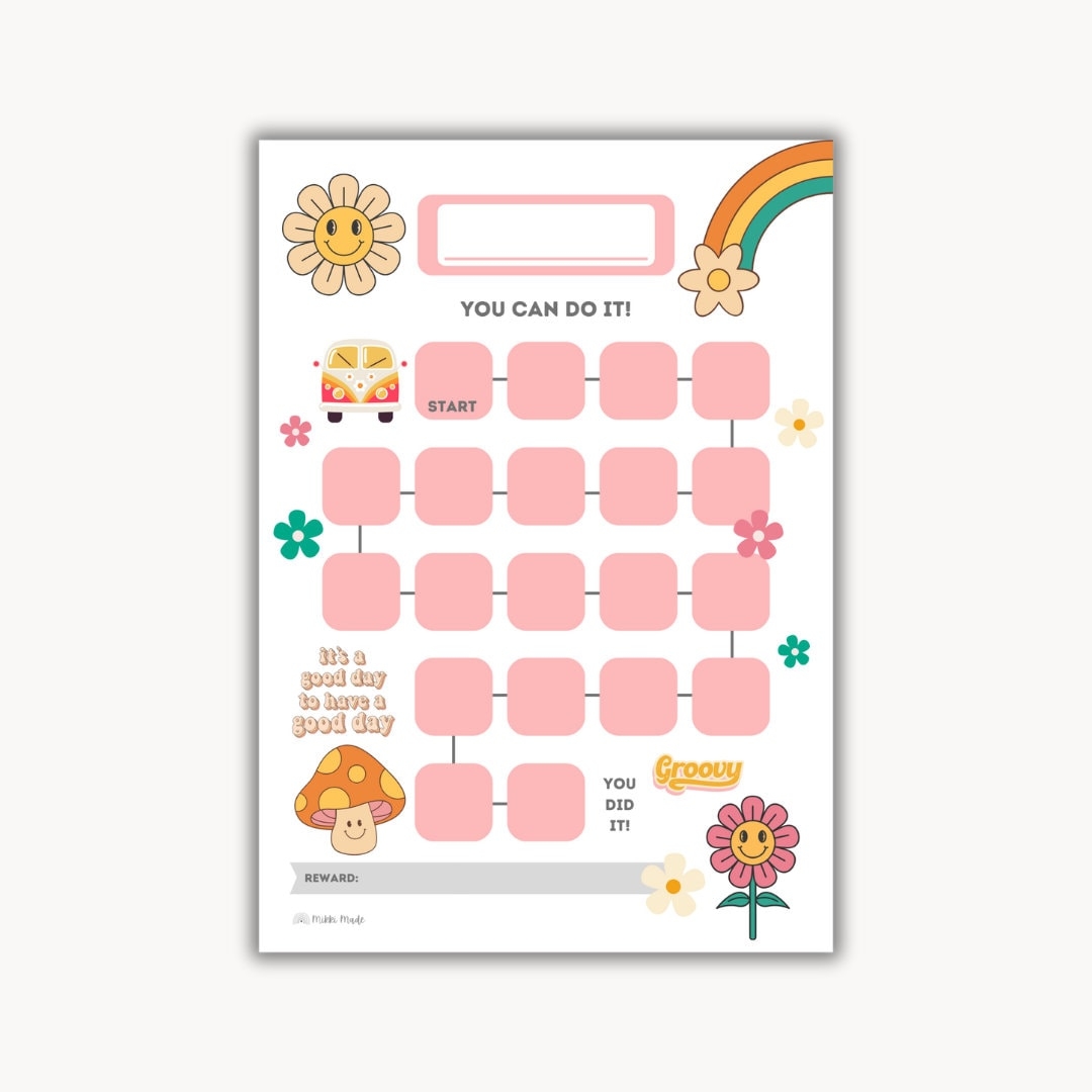 Printable Groovy Reward Chart Groovy Sticker Chart Kids Reward Chart Kids Sticker Chart INSTANT DOWNLOAD Etsy