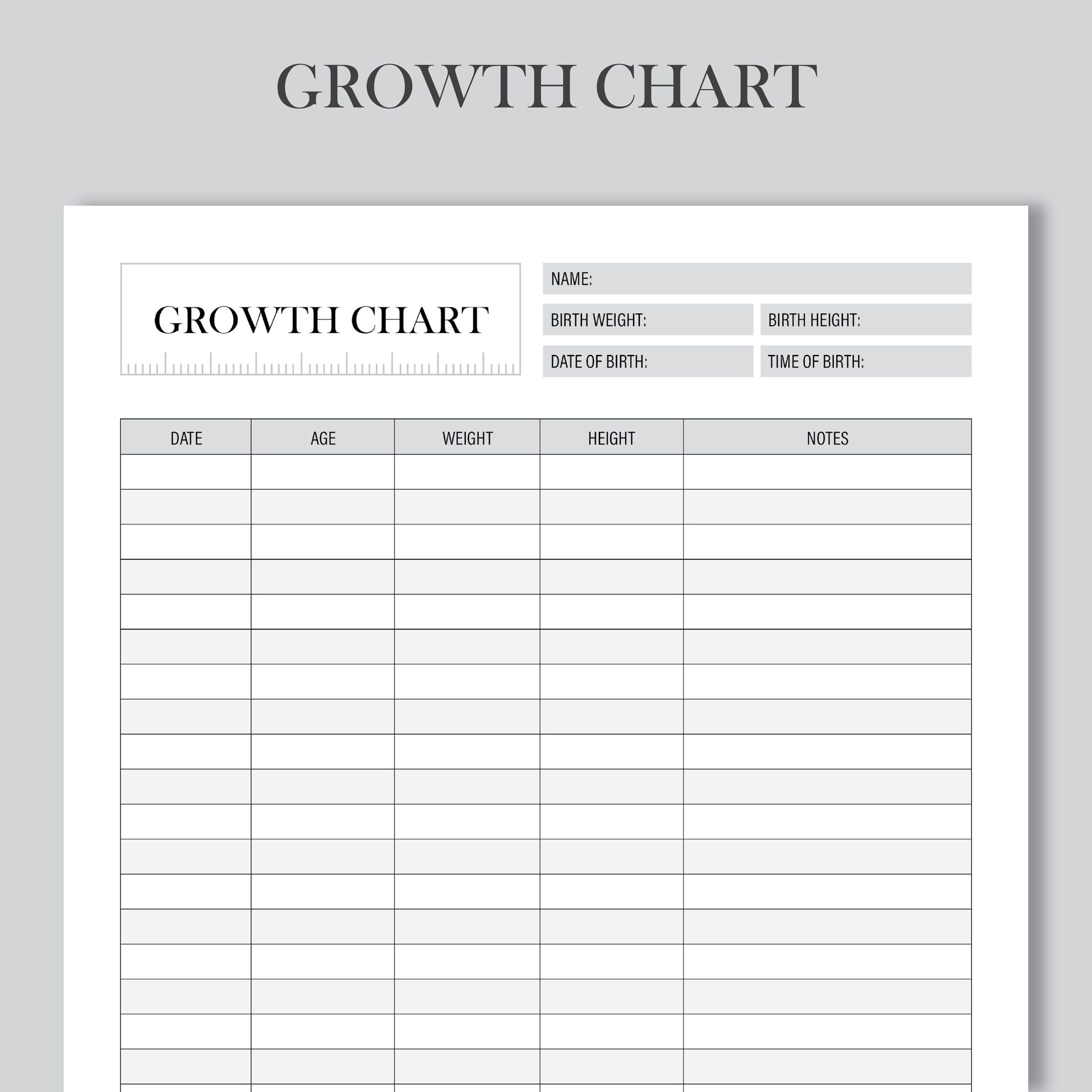 Printable Growth Chart Stencil