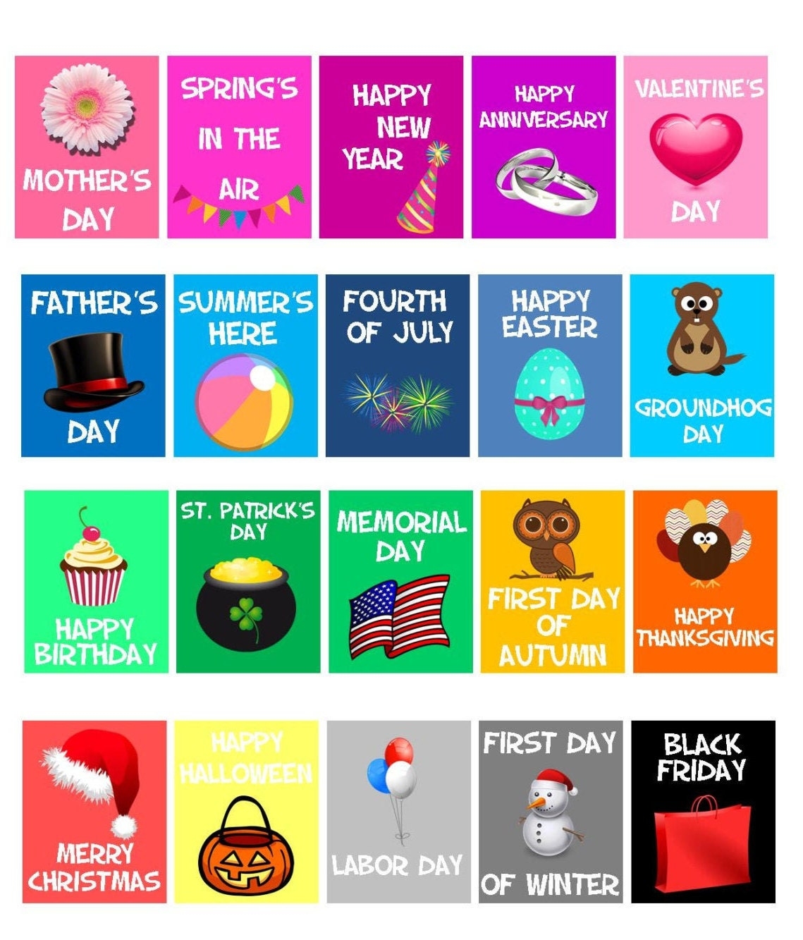 Printable Holiday Stickers Etsy