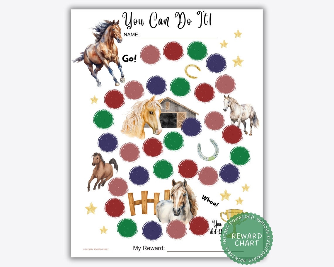 Printable Horse Reward Chart Behavior Tracker PDF Etsy