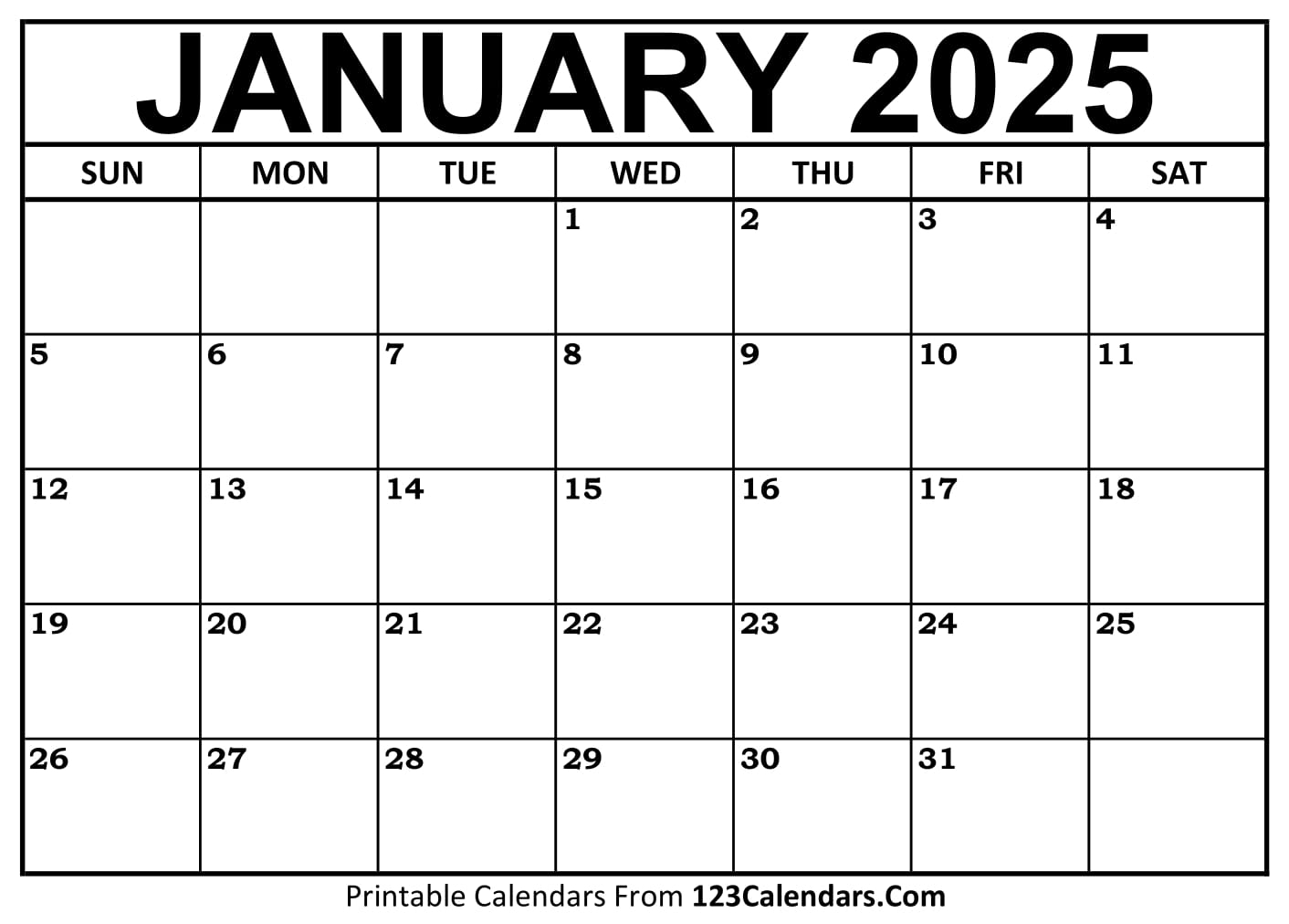 Printable January 2025 Calendar Templates Easy To Download U0026 Print