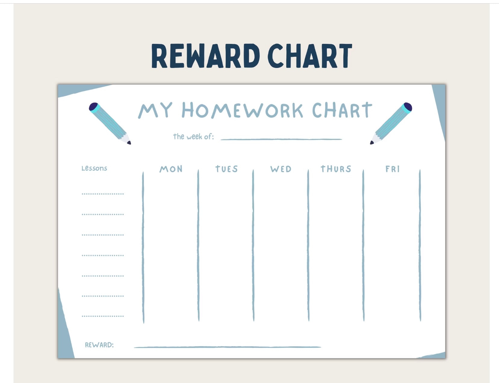 Printable Homework Sticker Chart