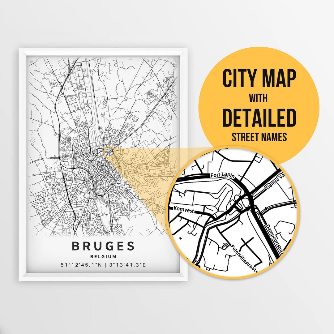 Printable Map Of Bruges West Flanders Belgium With Street Names Instant Download City Map Travel Gift City Poster Road Map Print Etsy Printable Map Of Bruges West Flanders Belgium With Street Names Instant Download City Map Travel Gift City Poster Road Map Print Etsy