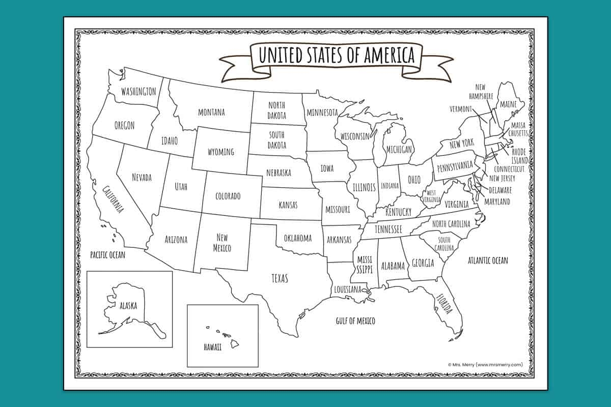 Us Map With States Printable