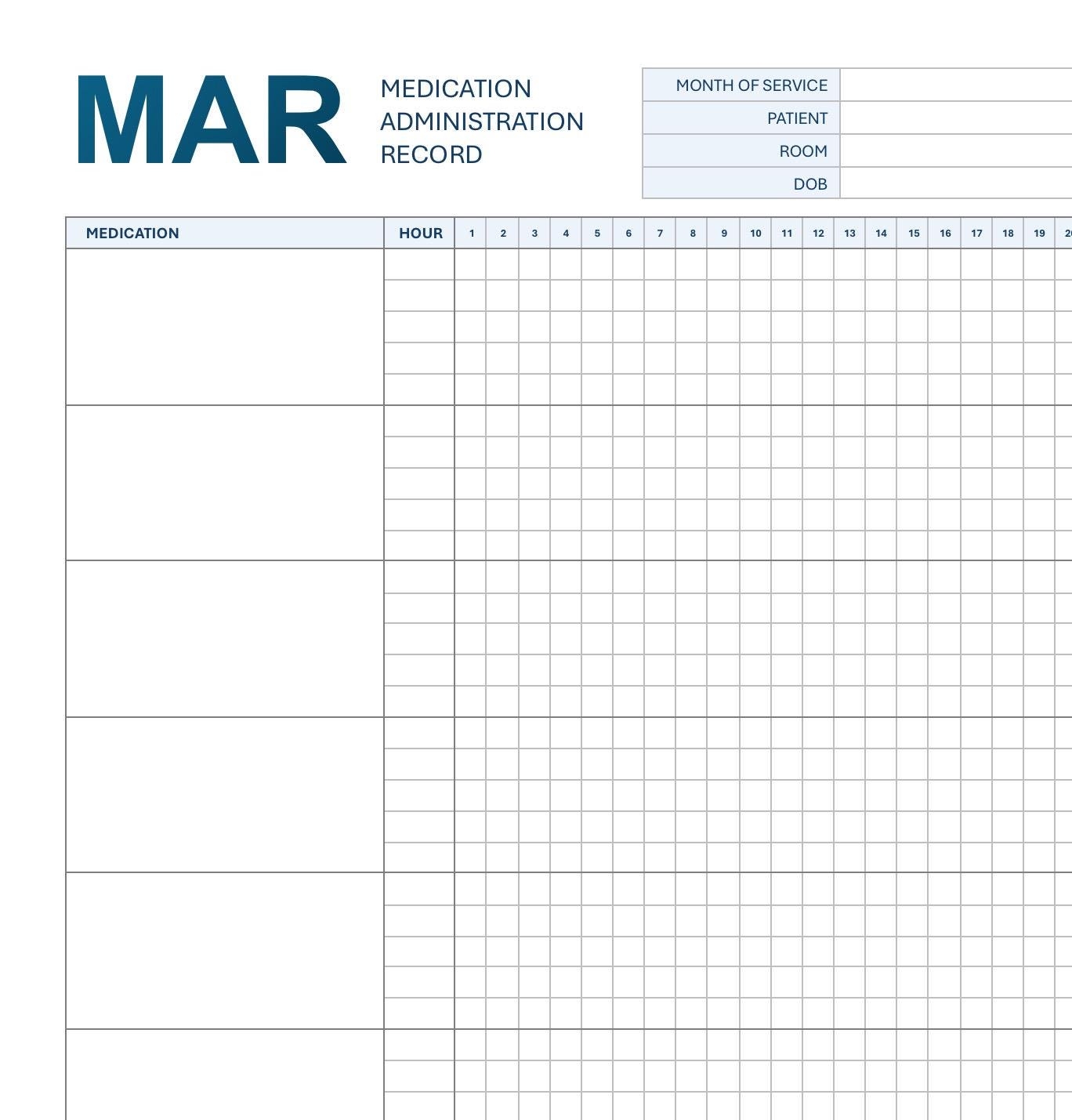 Mar Chart Template Printable