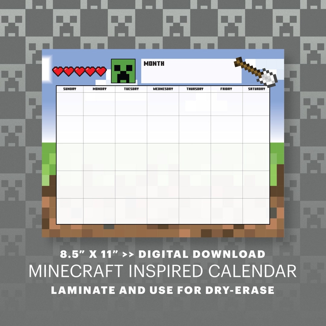 Printable Minecraft Calendar