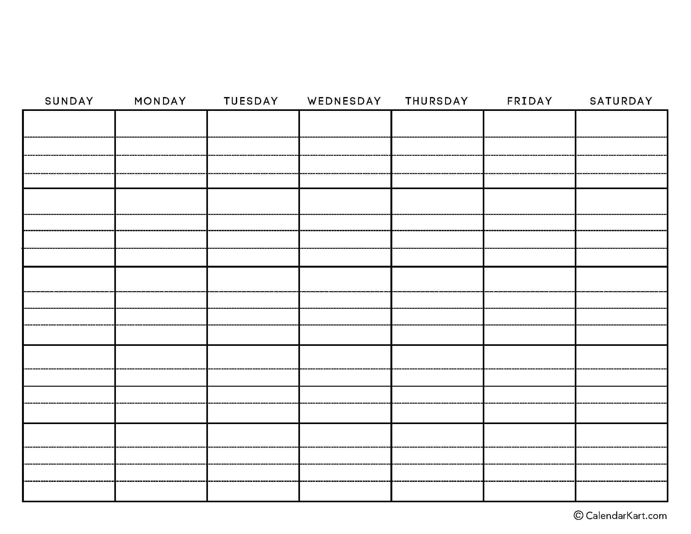 Printable Monthly Weekly And Yearly Blank Calendar Templates
