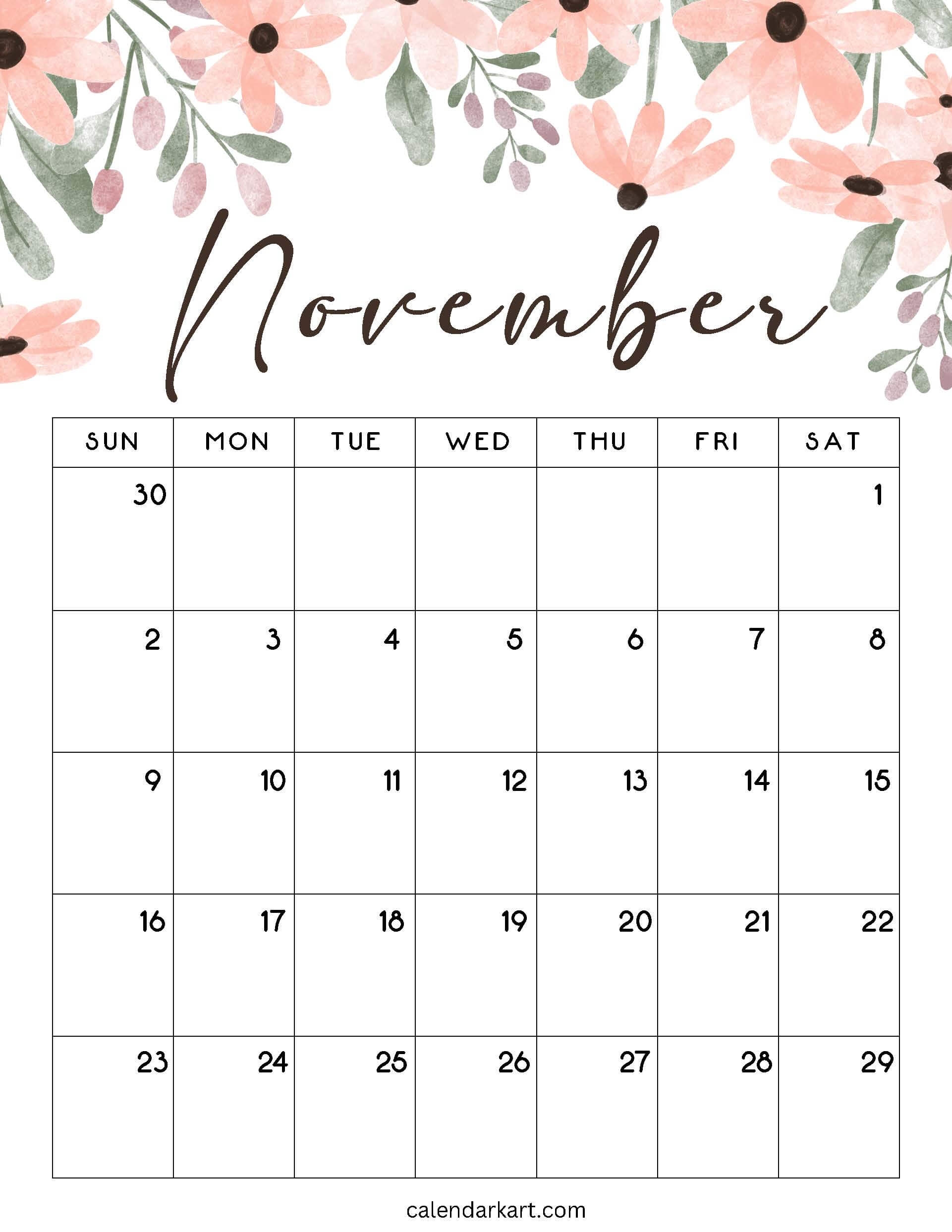 Printable November 2025 Calendars Free Pdf CalendarKart Printable November 2025 Calendars Free Pdf CalendarKart