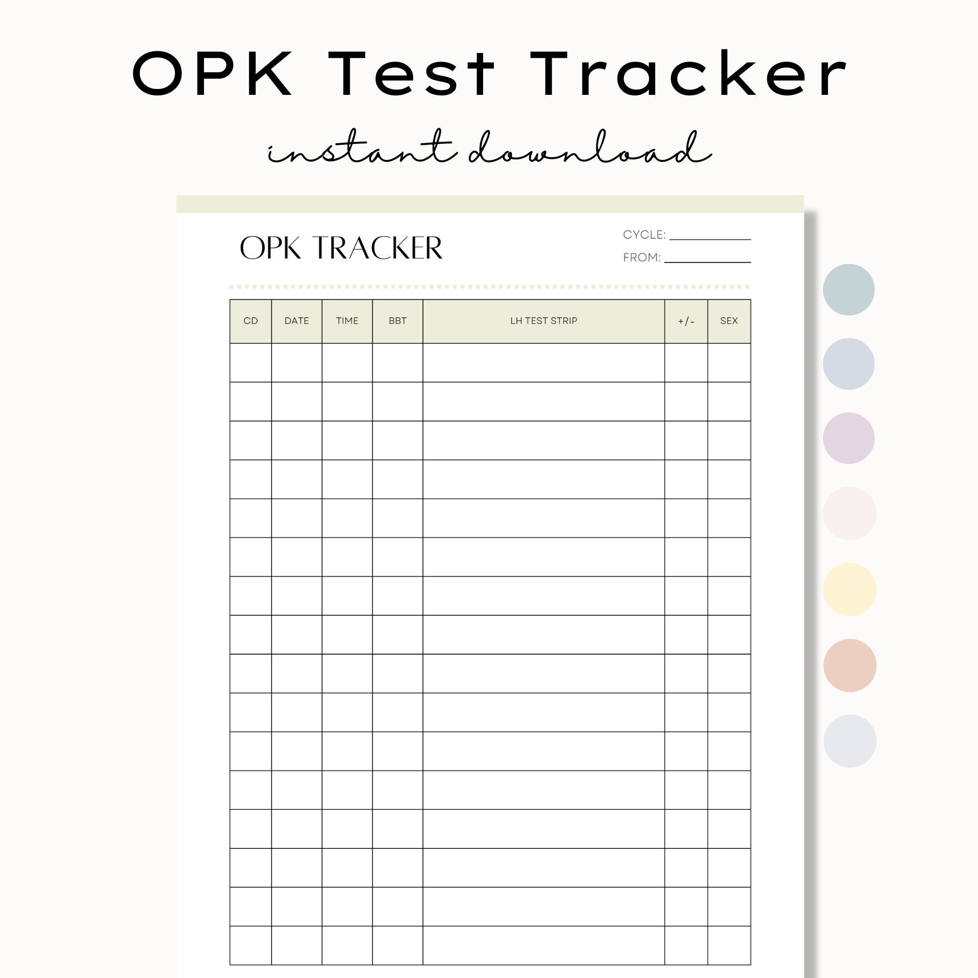 Printable OPK Ovulation Test Tracker Fertility Tracker TTC Planner Ovulation Test Strips Ovulation Tracker Instant Download PDF Etsy