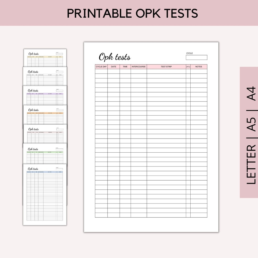 Printable OPK Test Sheet Fertility Planner Pregnancy Planner Ovulation Test Strips ovulation Predictor Kits Record Log ovulation Planner Etsy