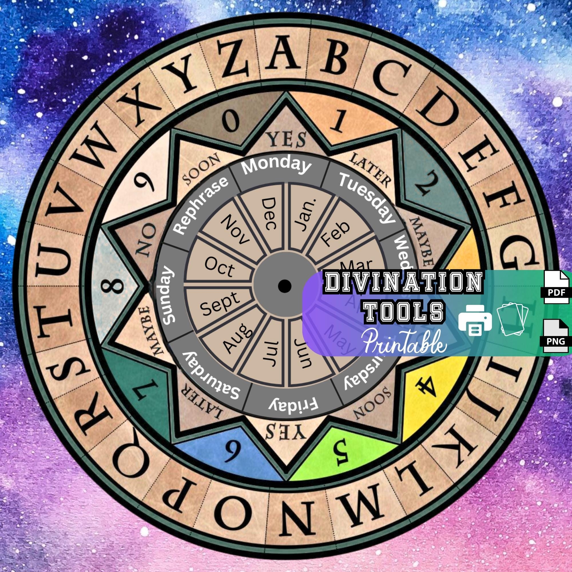 Printable Pendulum Board instant Digital Download Divination Tool Pendulum Not Included Etsy