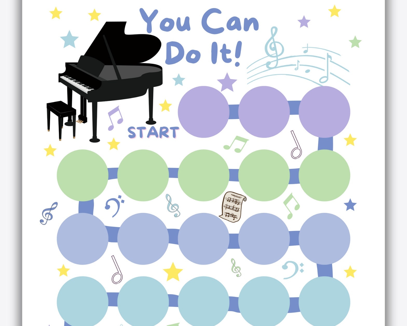 Printable Piano Practice Reward Chart Kids Music Sticker Chart PDF JPG PNG Etsy