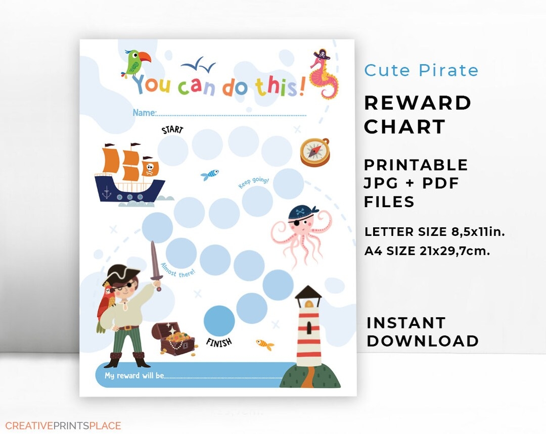 Printable Pirate Reward Chart For Boys digital Download Etsy