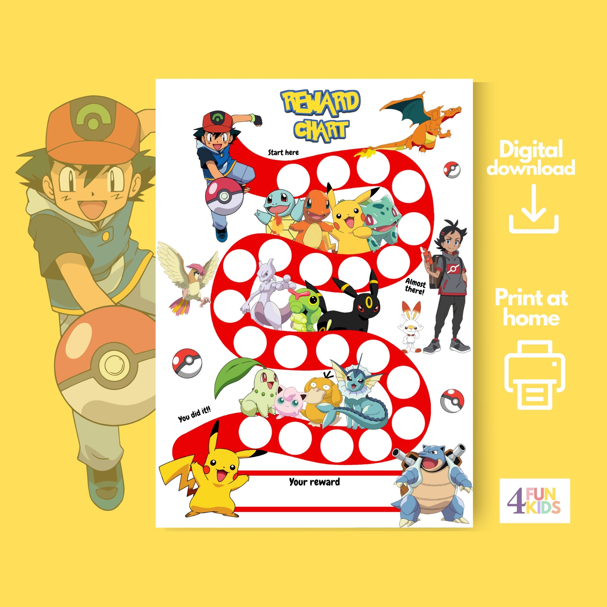 Printable Pokemon Reward Chart Free Printable Charts