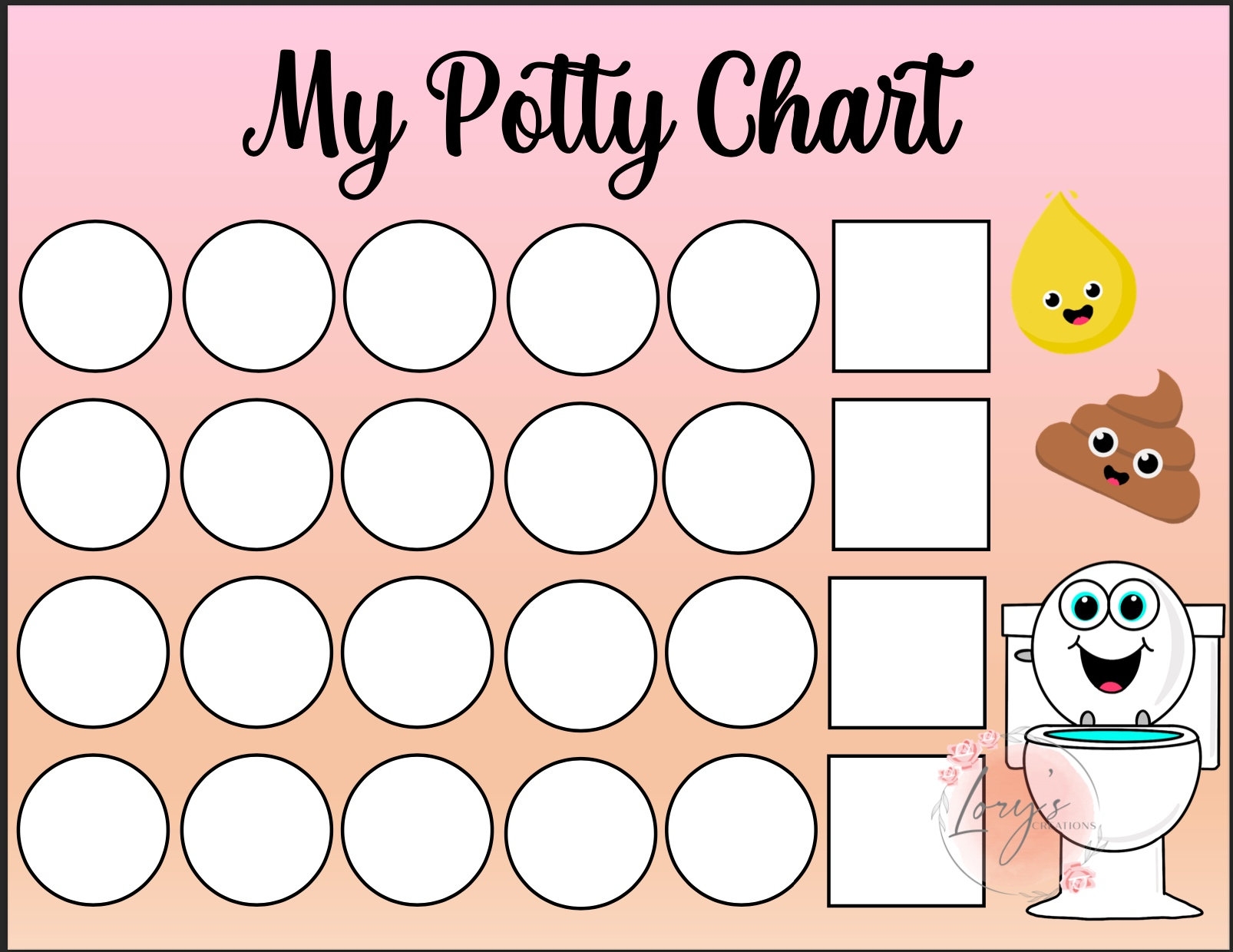 Printable Potty Chart Potty Chart For Girls Potty Chart For Boys Reward Potty Sticker Chart Bathroom Routine Toilet Training Etsy