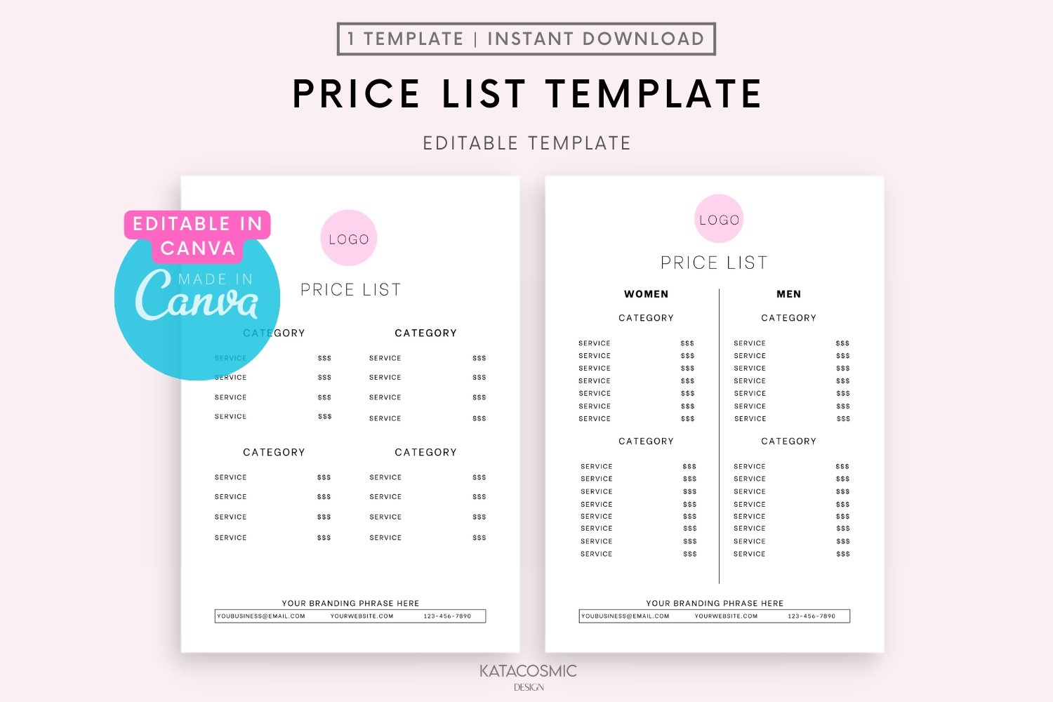 Printable Price Sheet Template