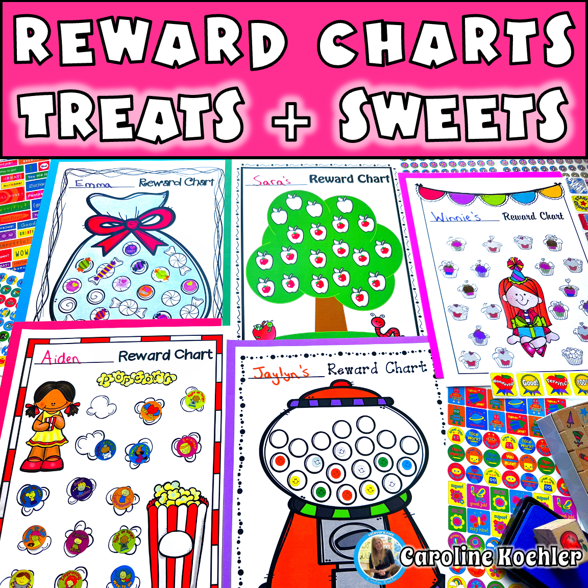 Printable Reward Charts For TREATS Sticker Chart Printables Digital Behavior Boards Caroline Koehler At Celavora Education