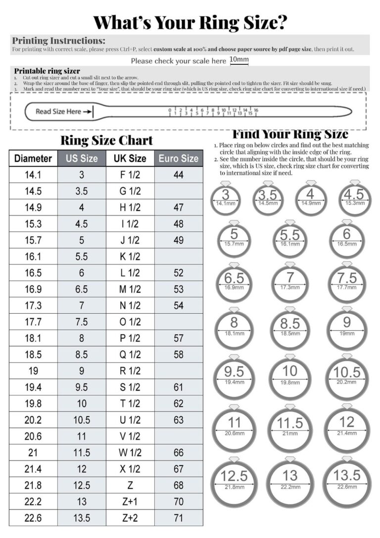 Zales Printable Ring Size Chart Template Free Printable