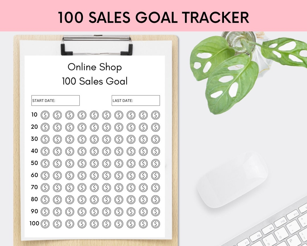 Printable Sales Goal Tracker 100 Sales Coloring Tracker Small Business Sales Tracker Etsy