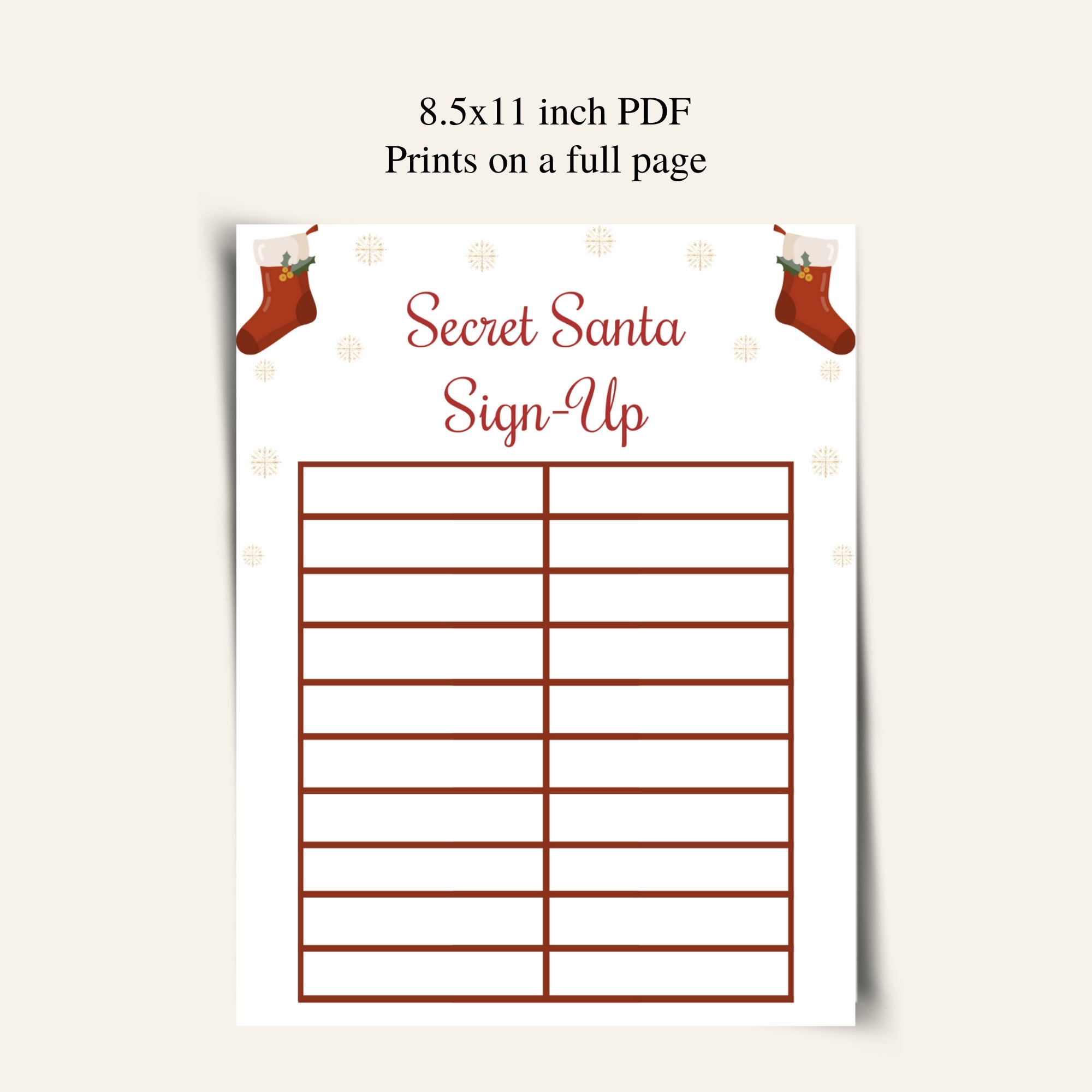 Printable Secret Santa Sign Up Sheet Christmas Gift Exchange Sign Up Sheet Christmas Office Party Gift Swap Sign Up Sheet Etsy UK