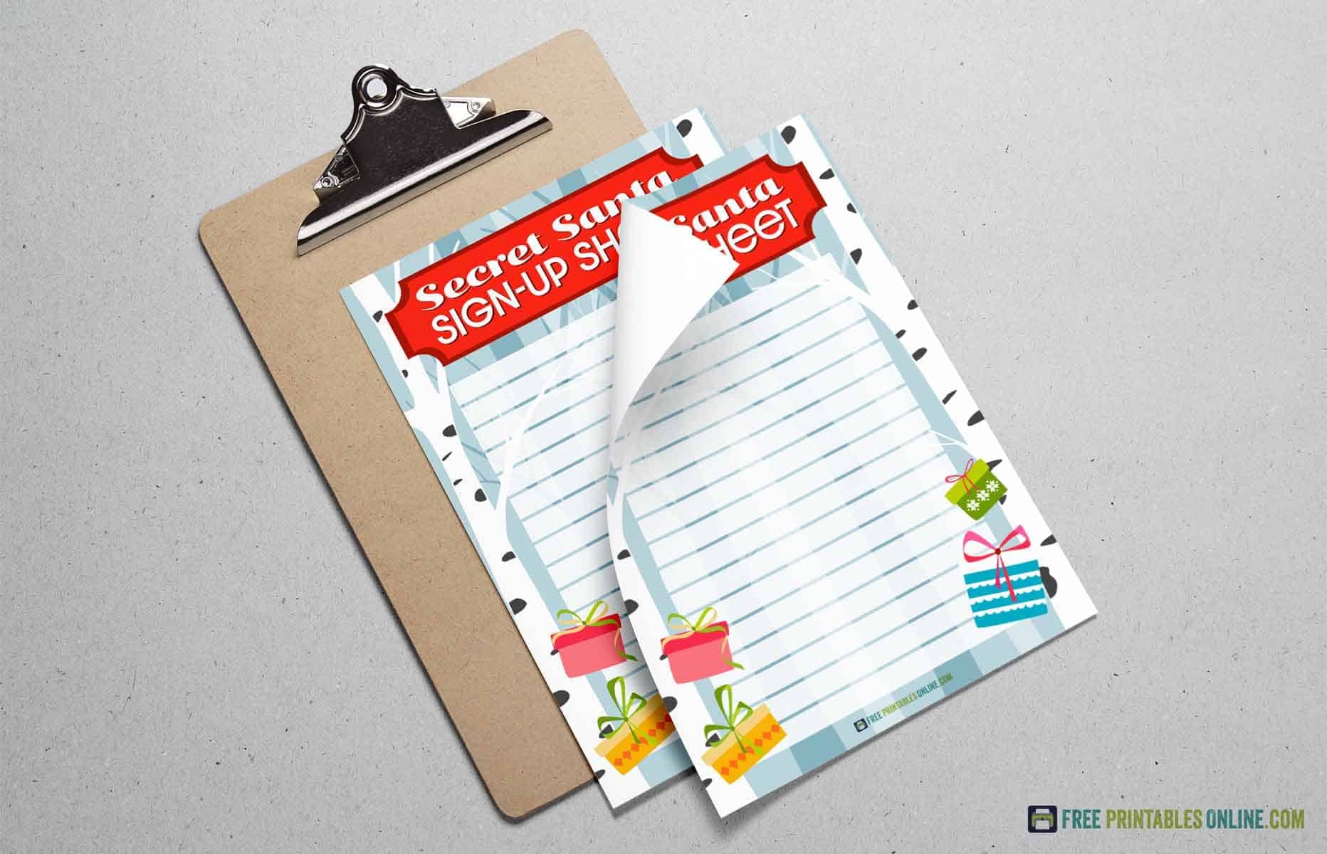 Printable Secret Santa Sign Up Sheet Free Printables Online