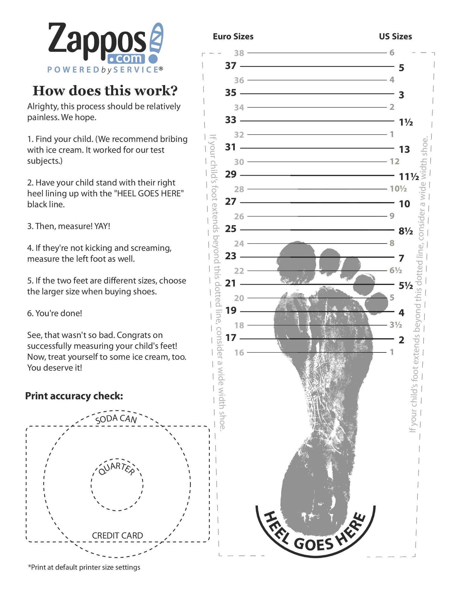 Shoe Sizing Chart Printable