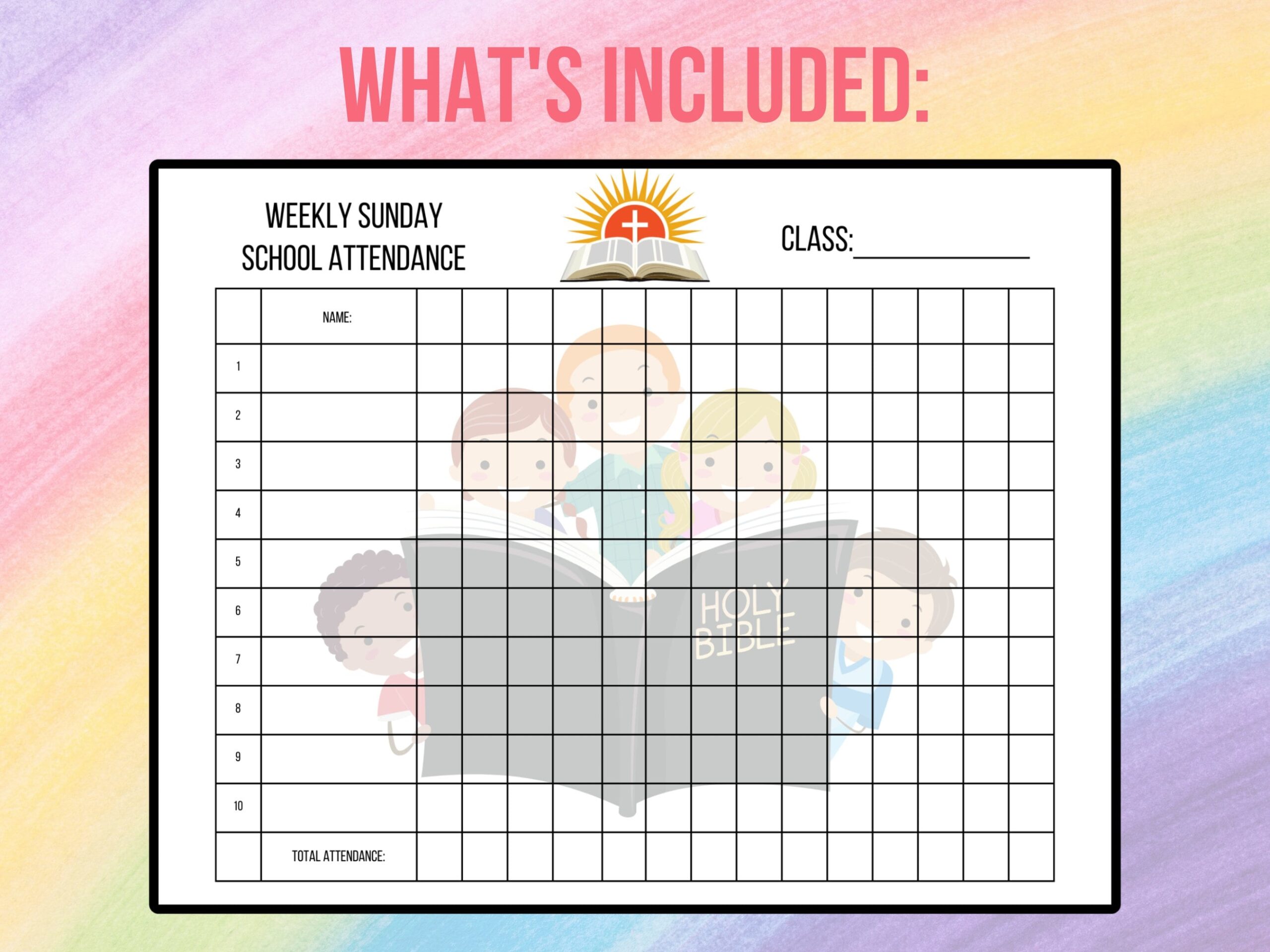 Free Printable Bible School Attendance Charts