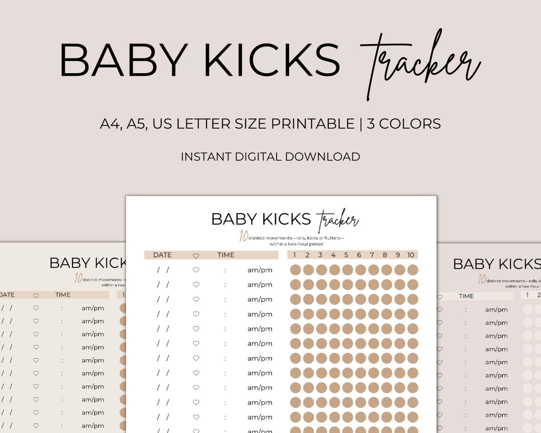 Printable Template Baby Movement Tracker Buy Baby Kicks Tracker Kick Count Log Kick Count Chart Fetal