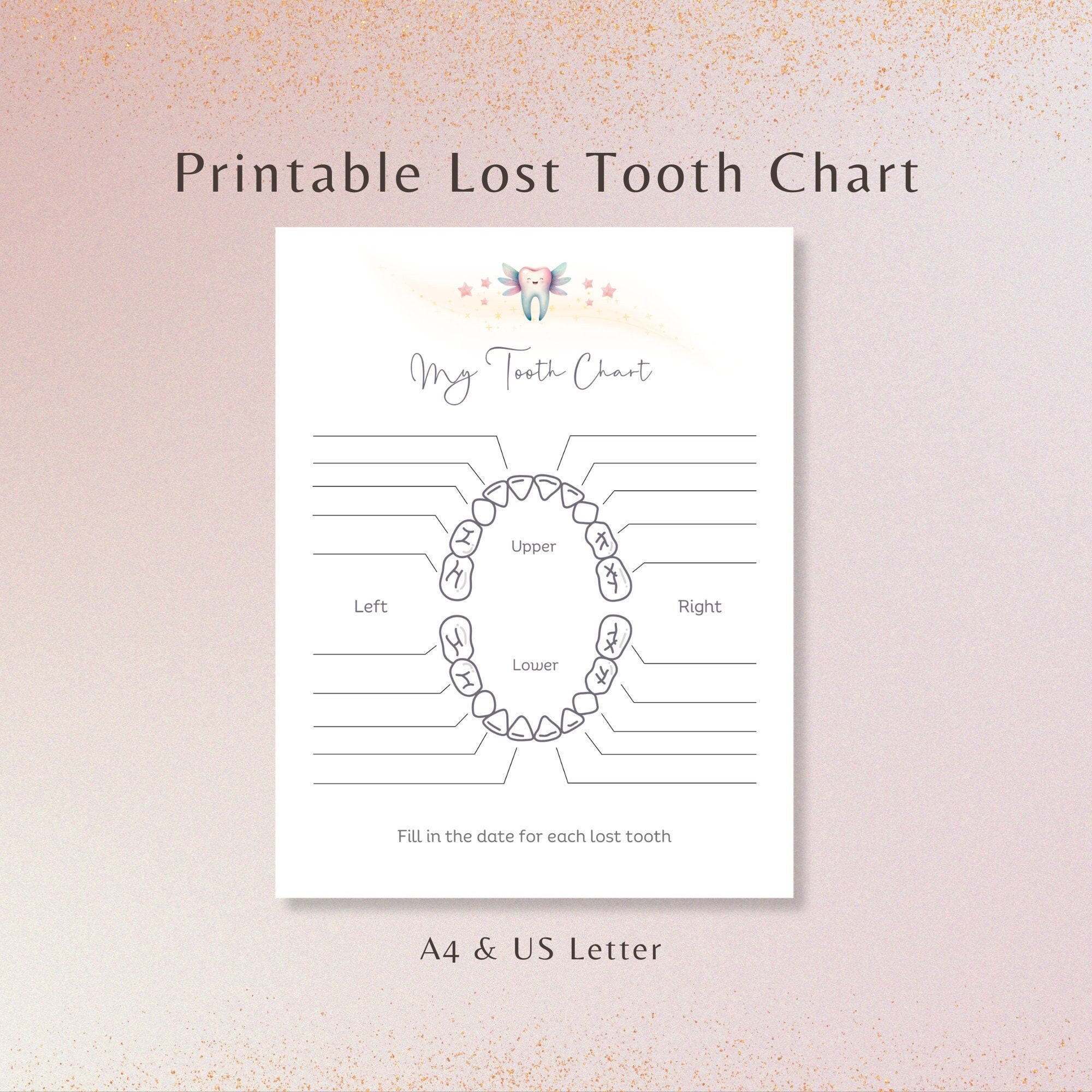 Printable Tooth Fairy Chart Baby Tooth Loss Record digital Download Etsy