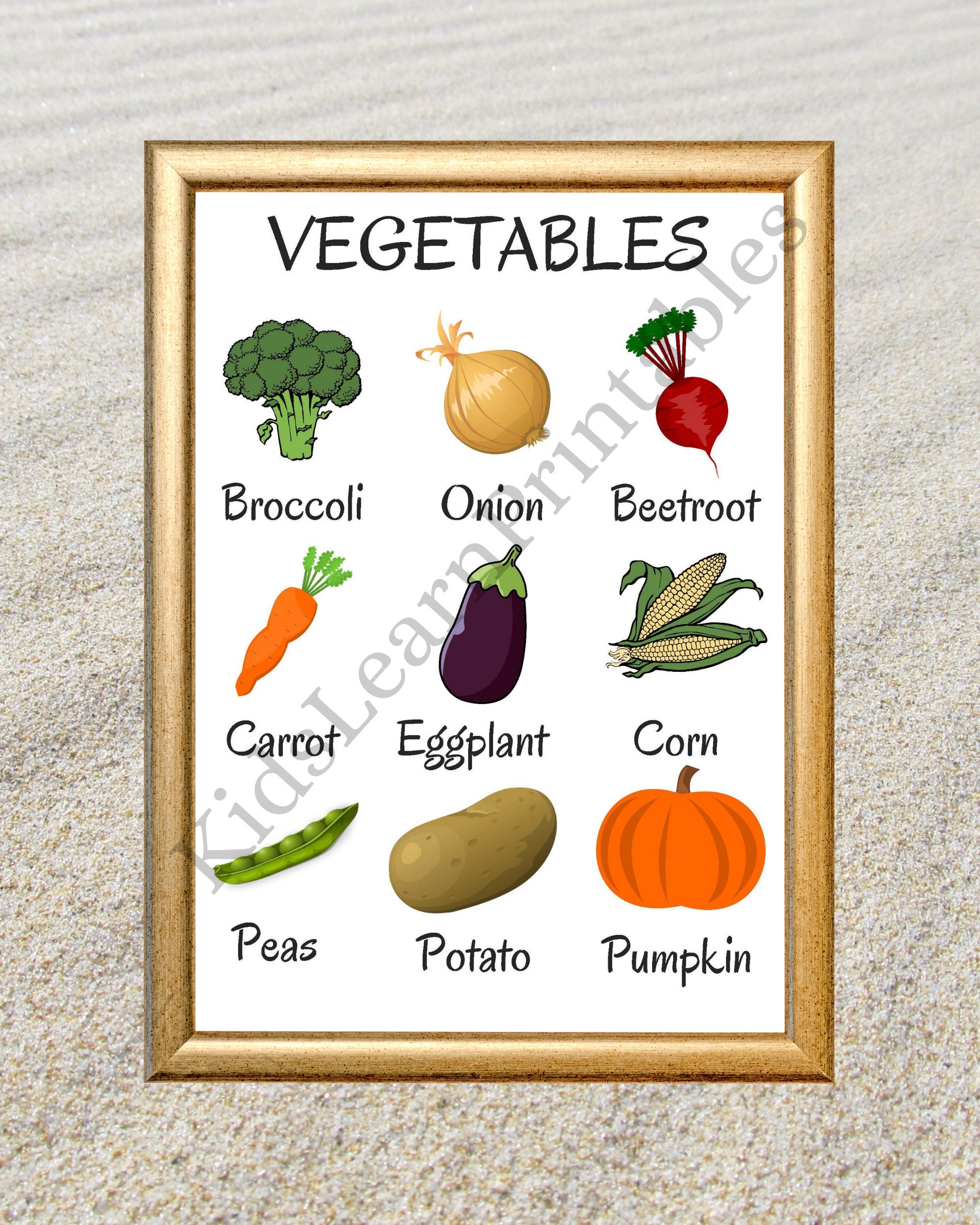 Printable Vegetables Words Chart Educational Home Learning 8 5 X 11 Inch Instant Download PDF Etsy