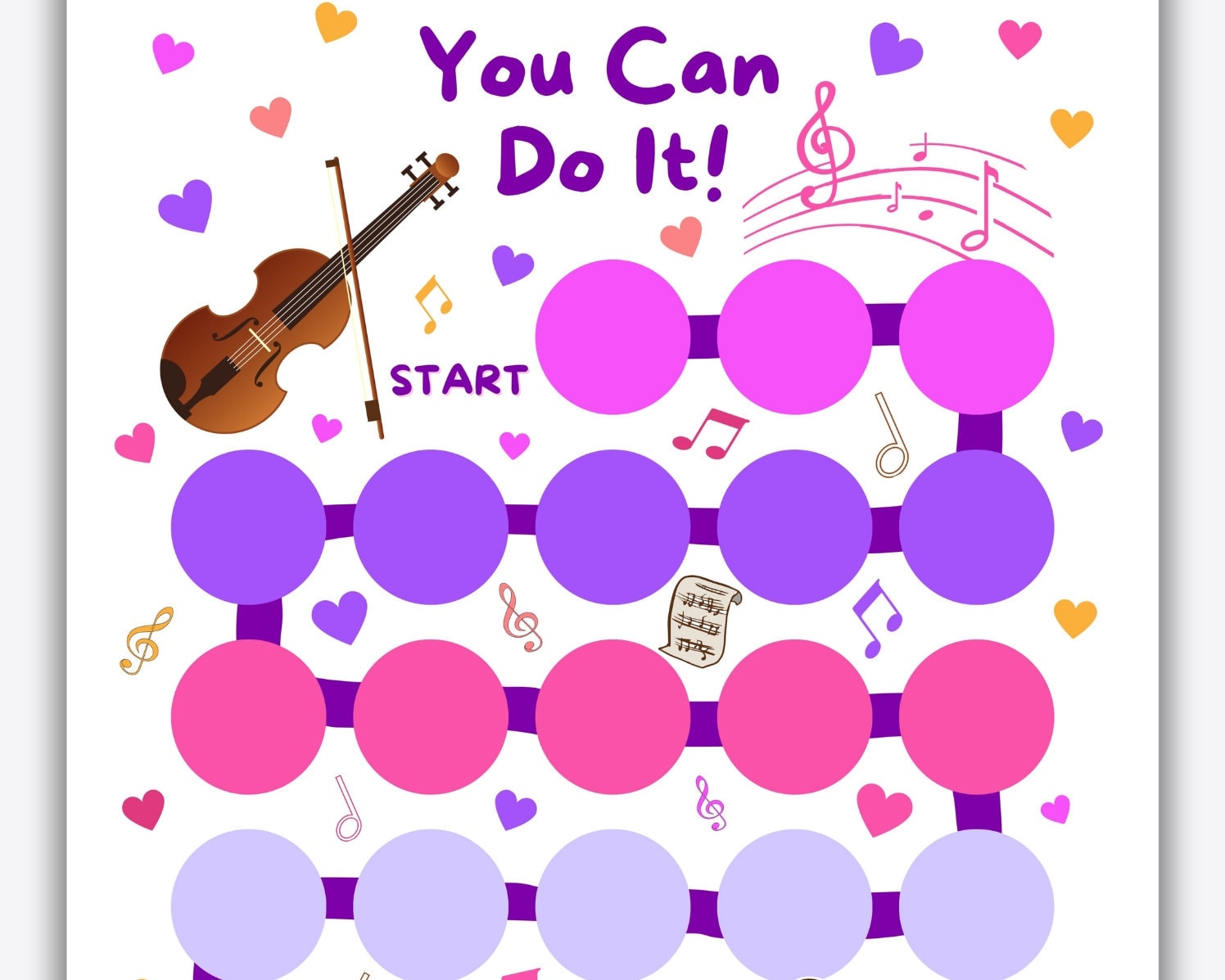 Printable Violin Practice Reward Chart Kids Music Learning PDF PNG JPG Etsy