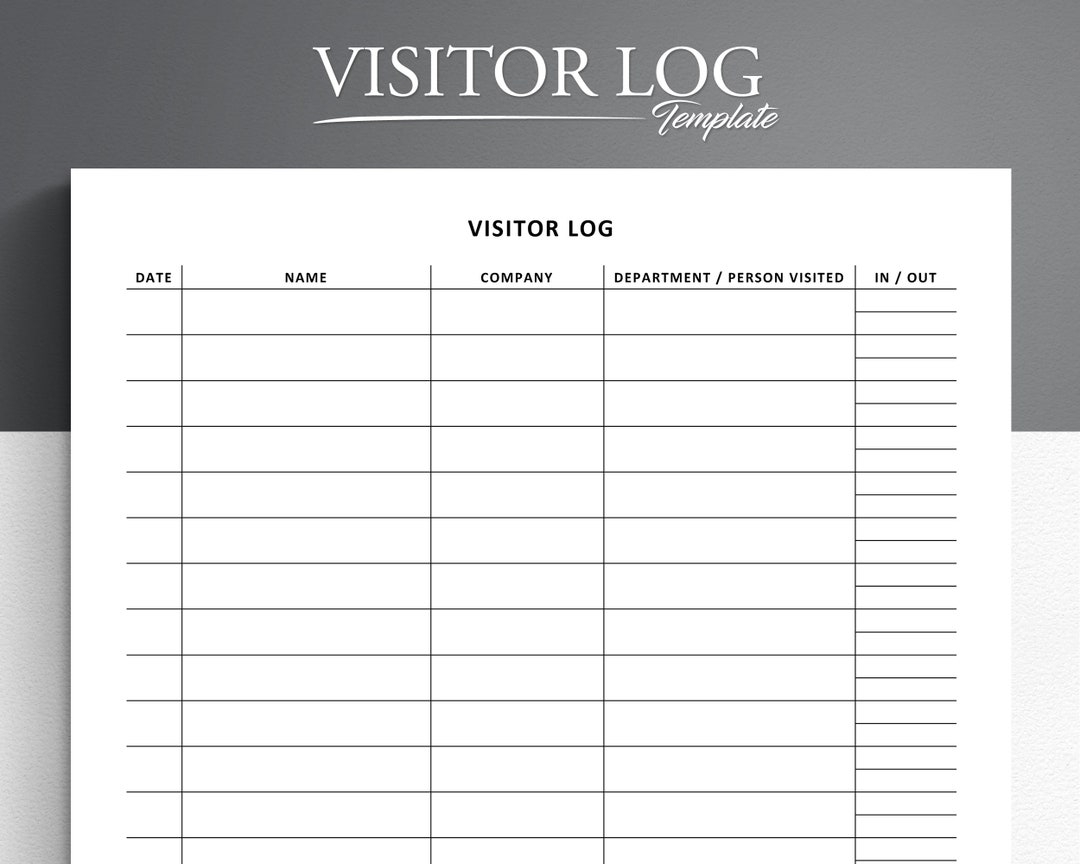 Printable Visitor Log Template US Letter A4 Etsy