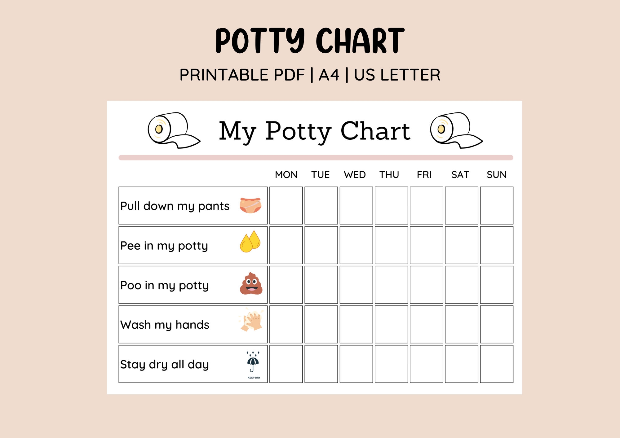 Printable Weekly Potty Training Chart Potty Sticker Chart Toddler Toilet Training Potty Chart Reward Chart Printable Sticker Chart Etsy Ireland