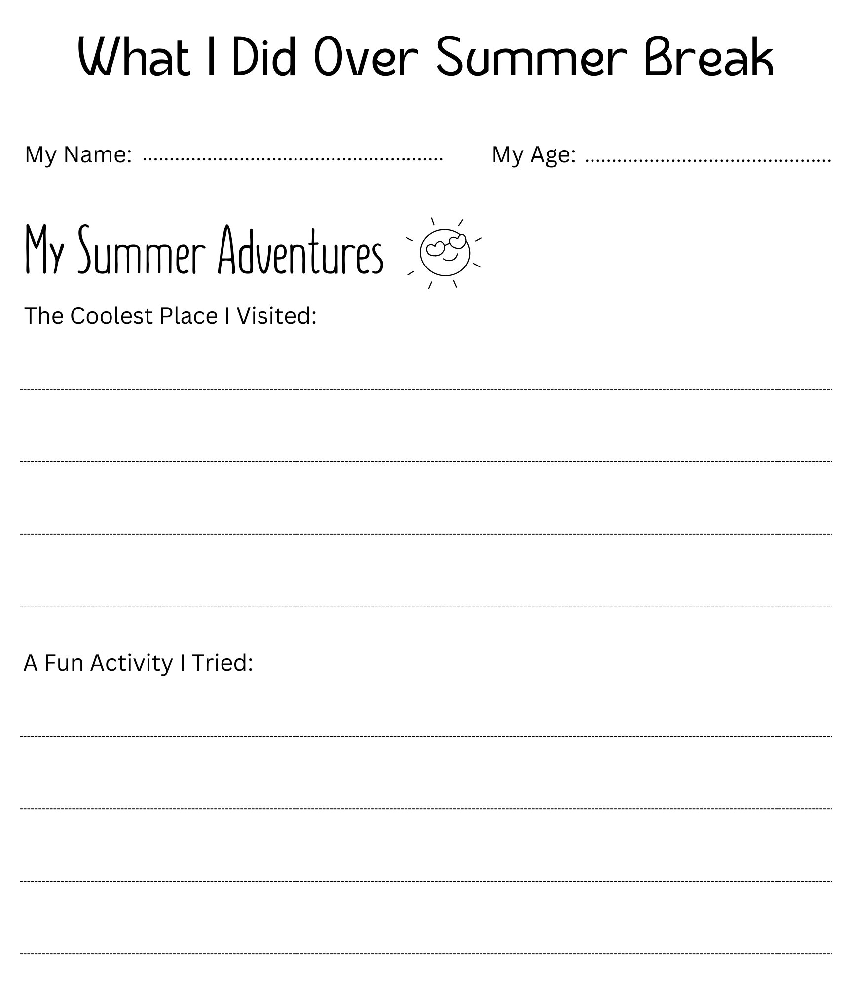 Printable What Did You Do This Summer Worksheet What I Did Over Summer Break Made By Teachers Printable What Did You Do This Summer Worksheet What I Did Over Summer Break Made By Teachers