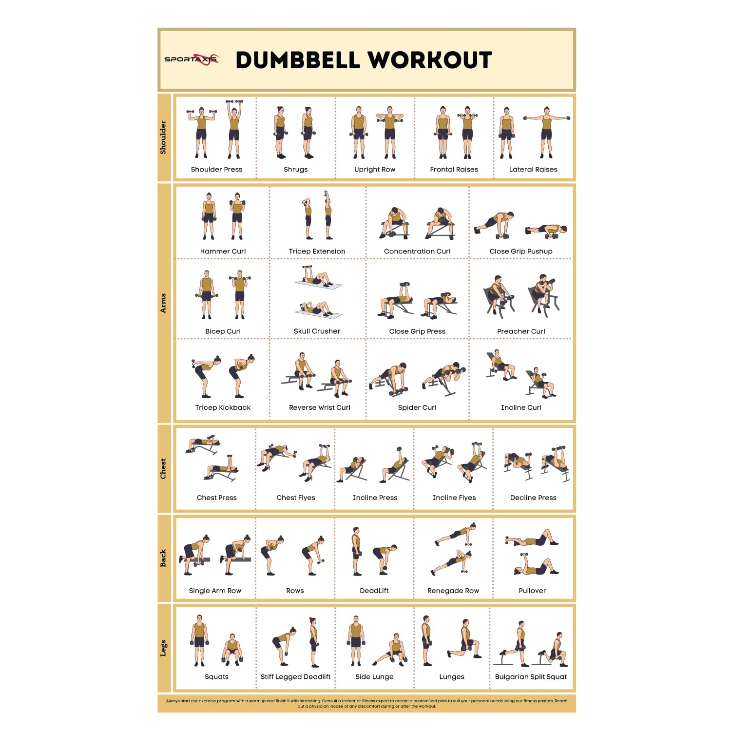 Dumbbell Exercise Chart Printable