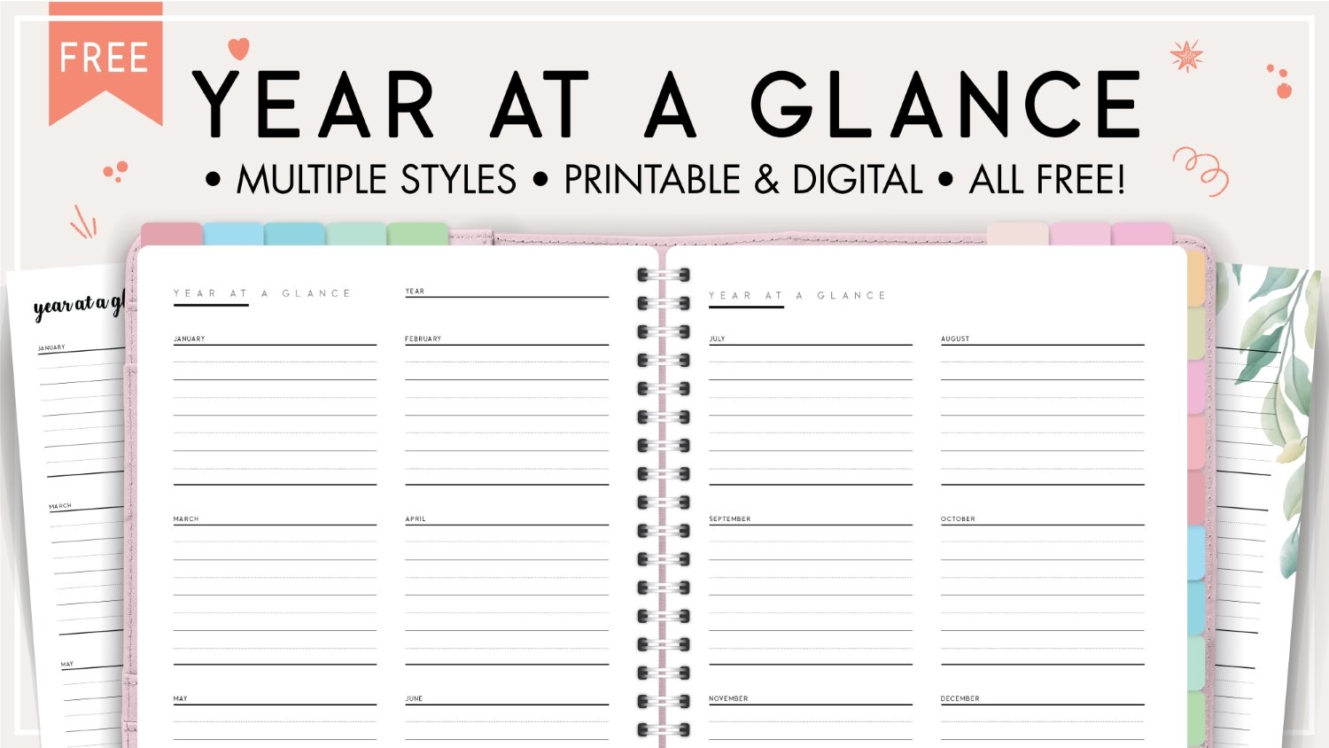 Year At A Glance Calendar Printable