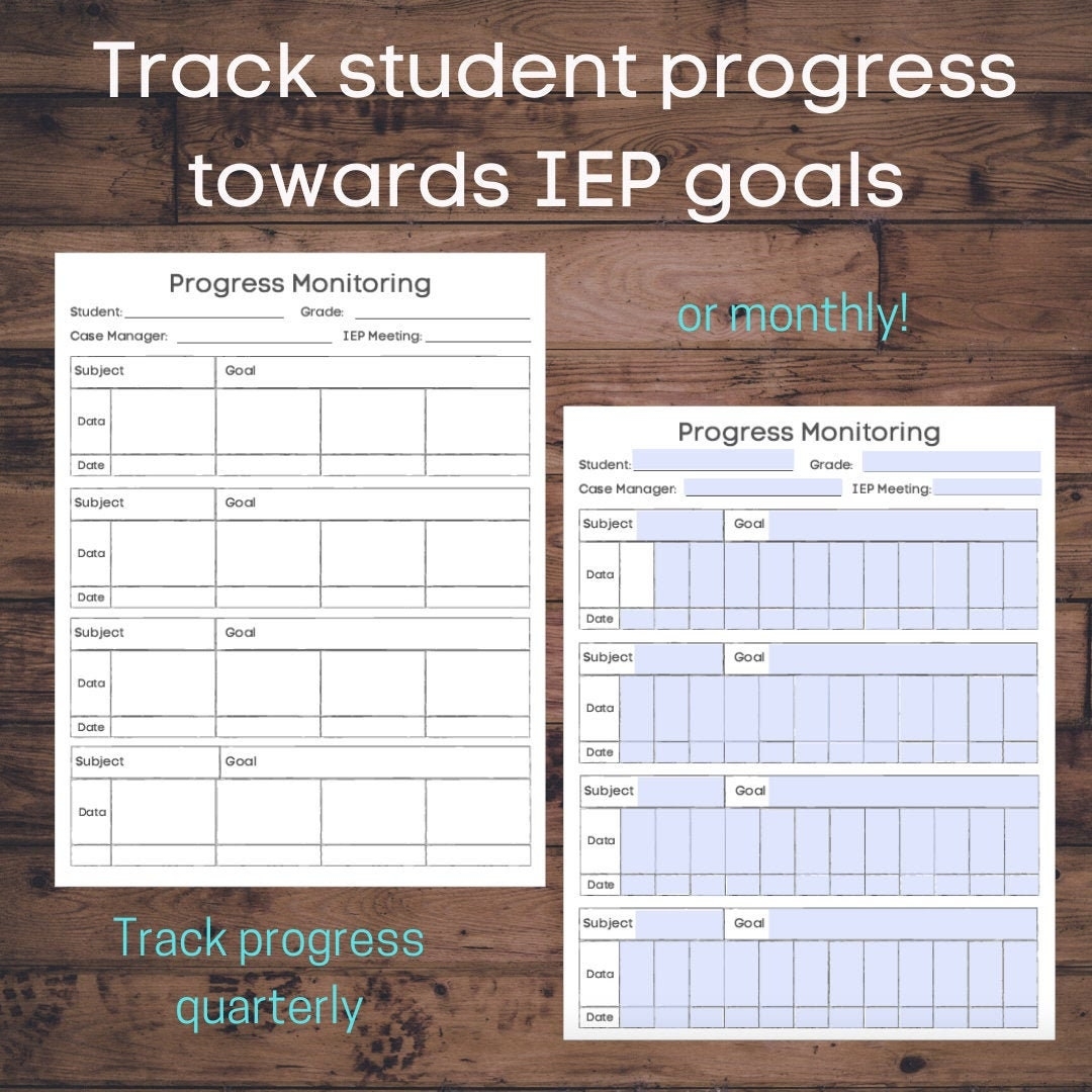 Progress Monitoring Tracker fillable Etsy