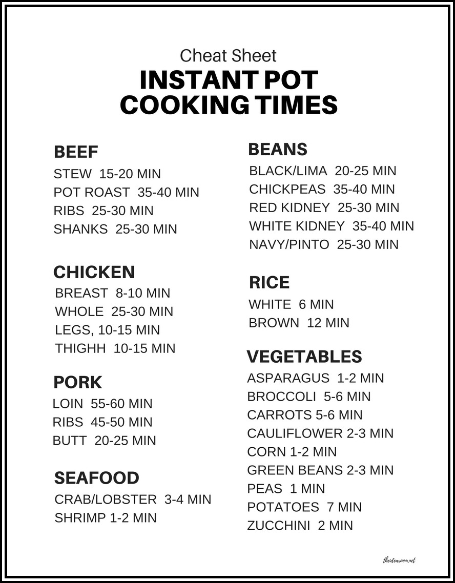 Quick Reference Chart Instant Pot Cheat Sheet Printable Cheat Sheet Converting Recipes For Instant Pot Cheat