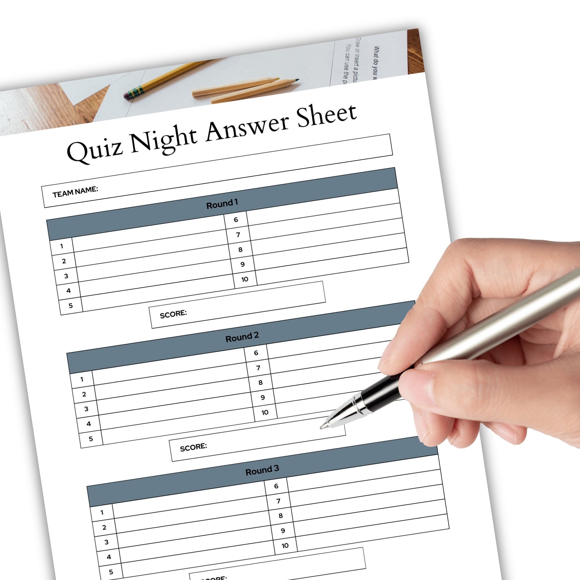 Free Printable Trivia Night Answer Sheets