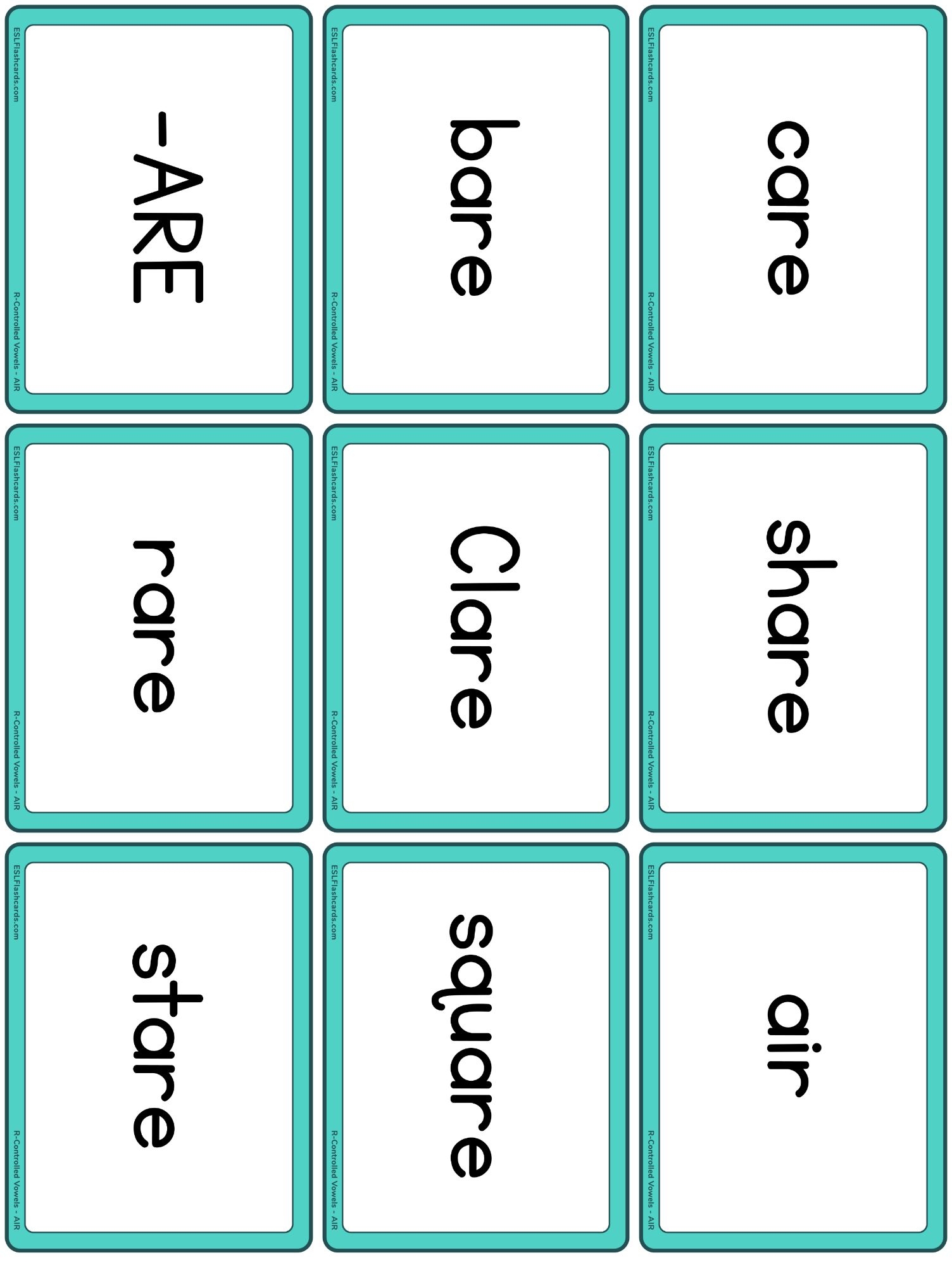 Fundations Printable R Controlled Vowels Chart