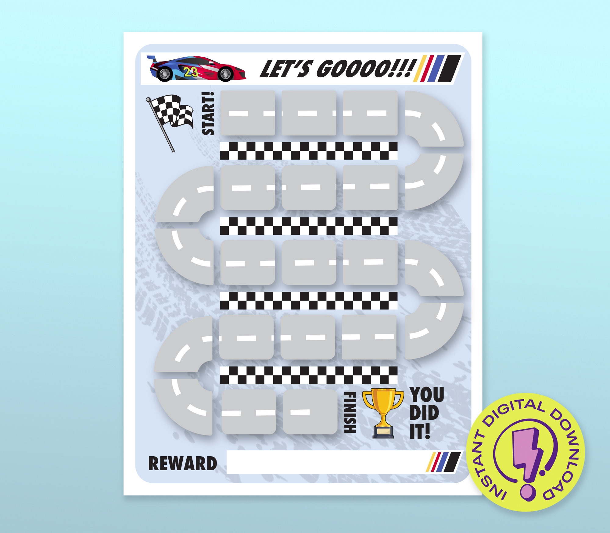 Printable Race Track Reward Chart