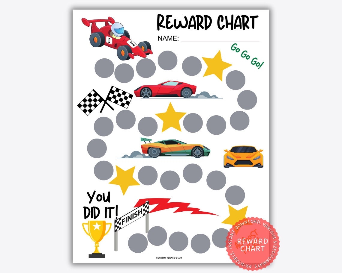 Racecar Reward Chart Reward Chart Cars Printable Printable Racing Chore Chart For Kids Behavior Reward Routine Tracker Reward Your Kids Etsy