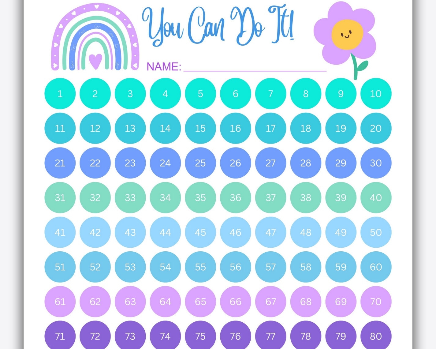 Rainbow Reading Reward Chart Kids 100 day Challenge PDF PNG JPG Etsy